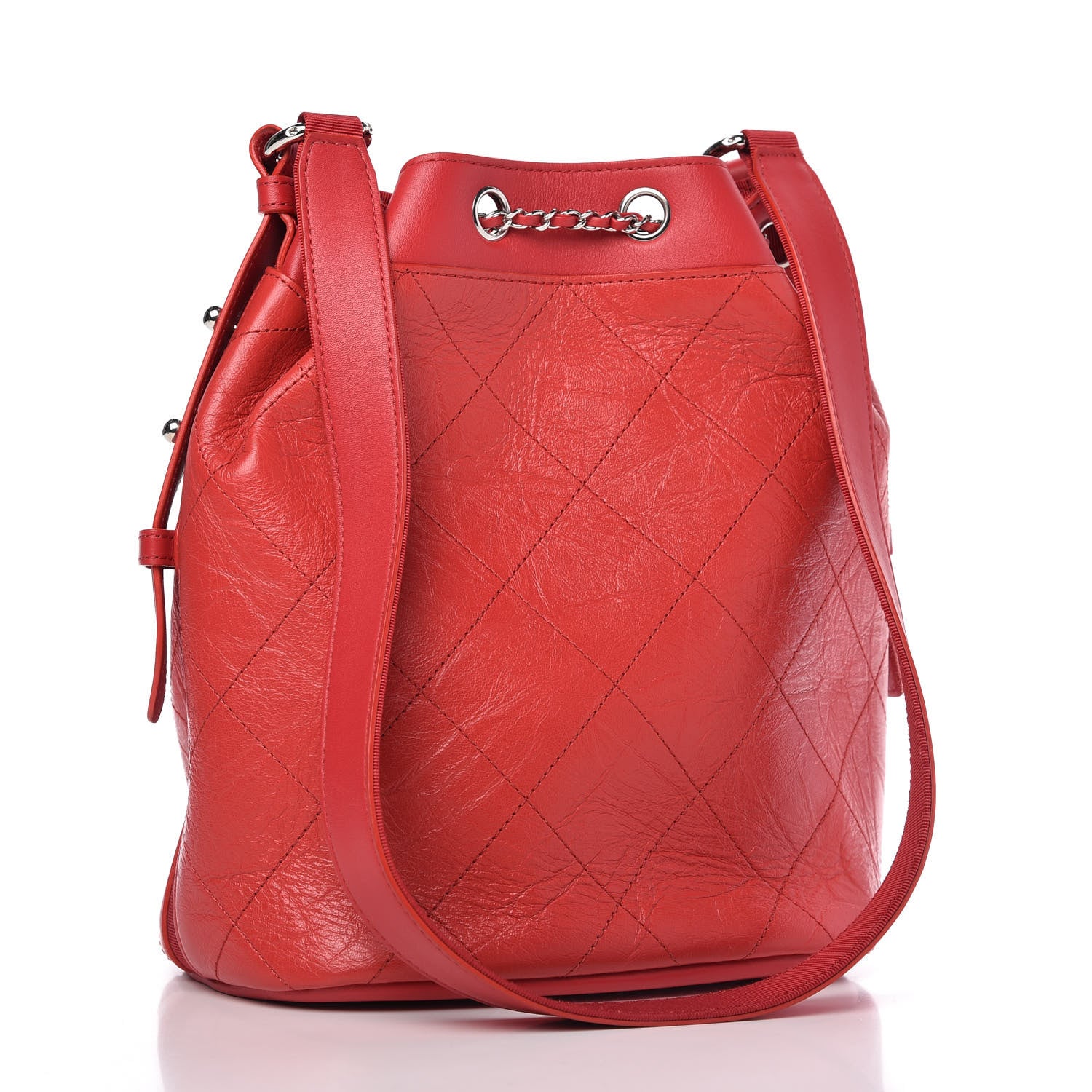 Chanel Aged Calfskin Quilted Medium CC Chain Bucket Drawstring Bag 3 of 10