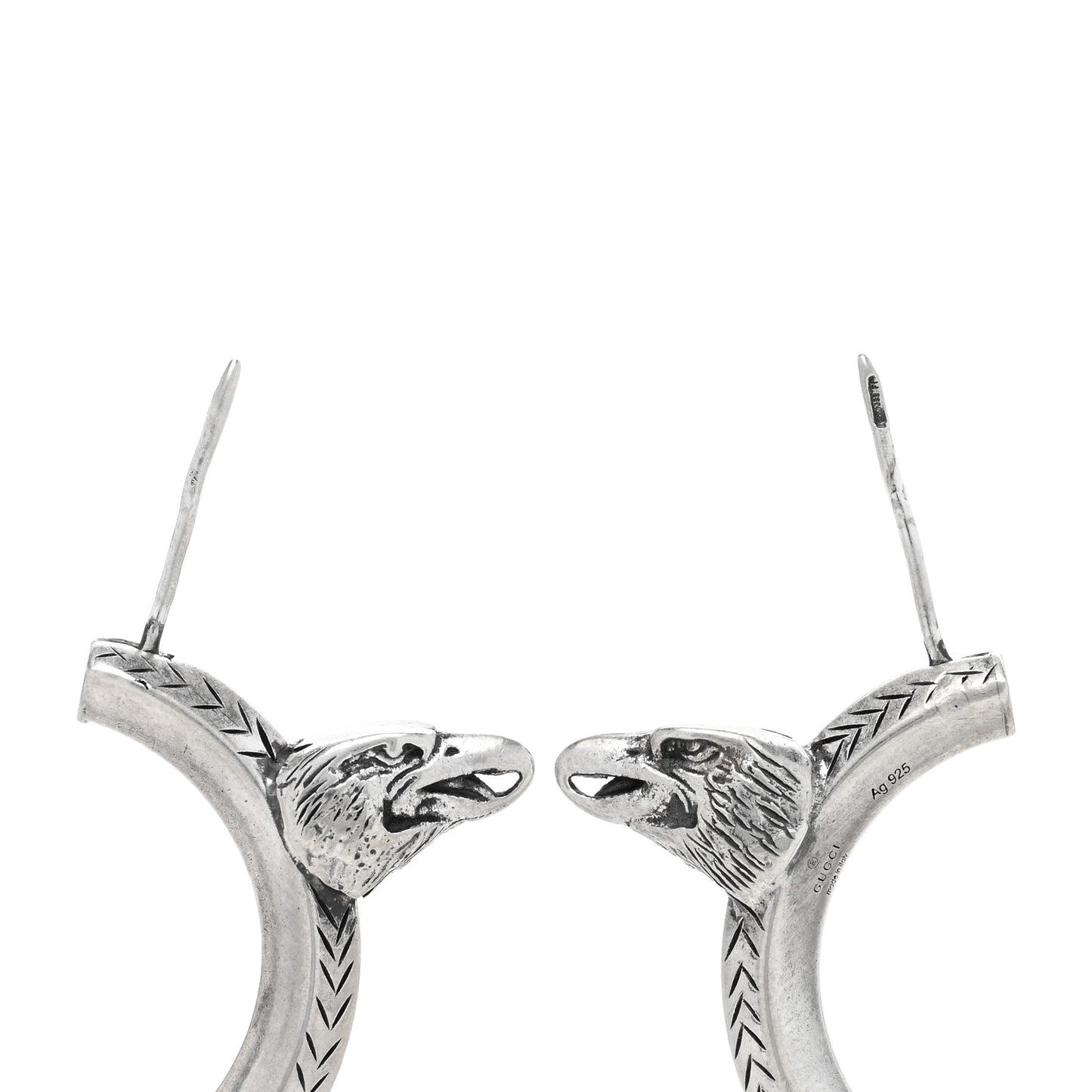 Sterling Silver Anger Forest Eagle Hoop Earrings