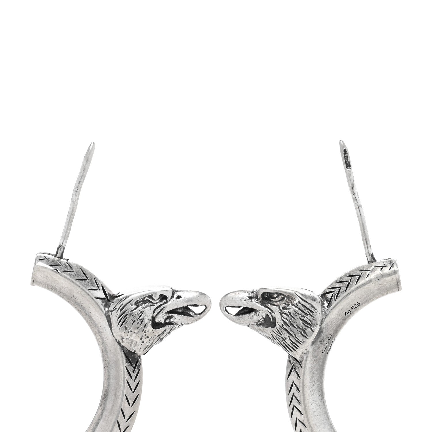 Gucci Sterling Silver Anger Forest Eagle Hoop Earrings 3 of 5