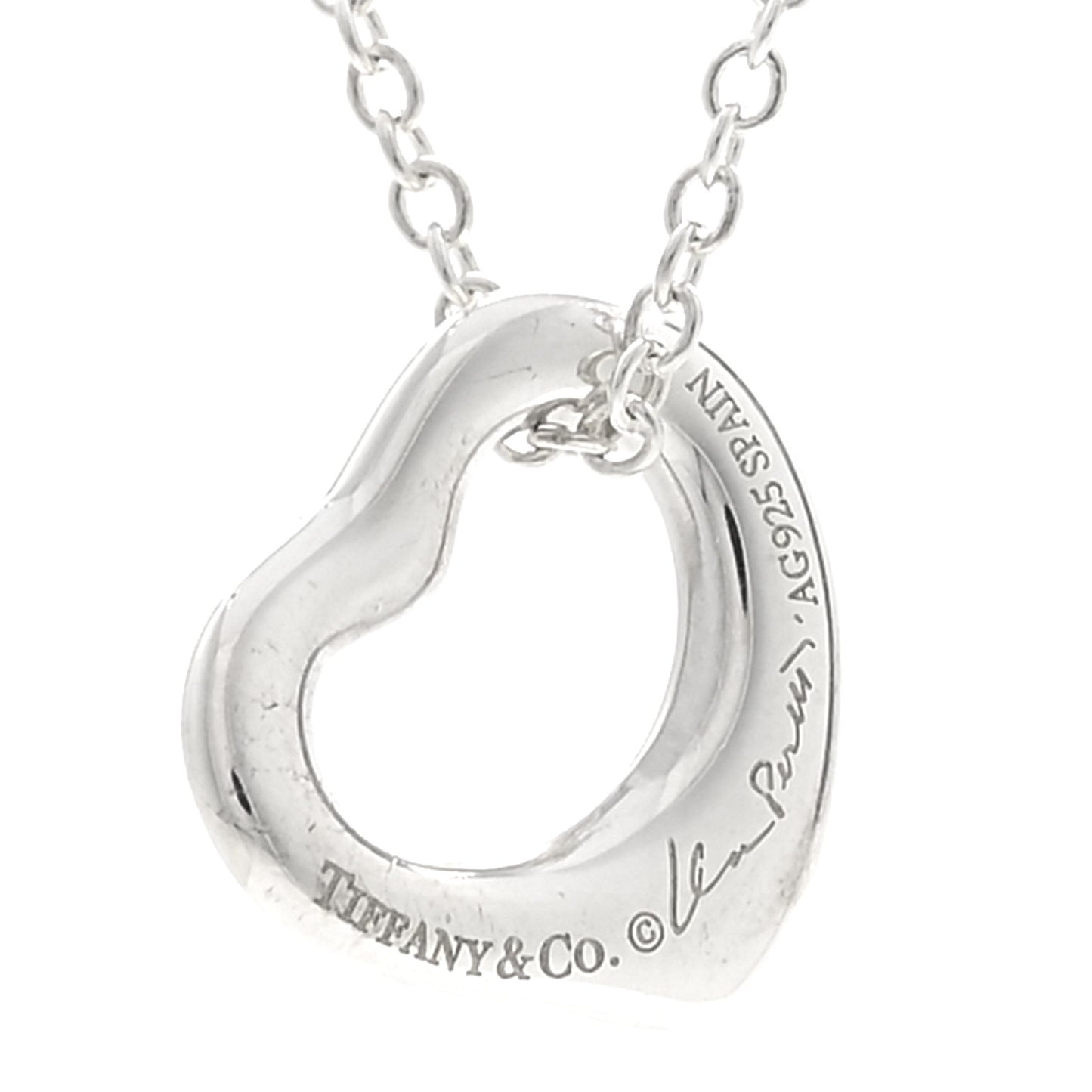 Sterling Silver Elsa Peretti 11mm Open Heart Pendant Necklace