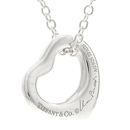Tiffany Sterling Silver Elsa Peretti 11mm Open Heart Pendant Necklace 4 of 5