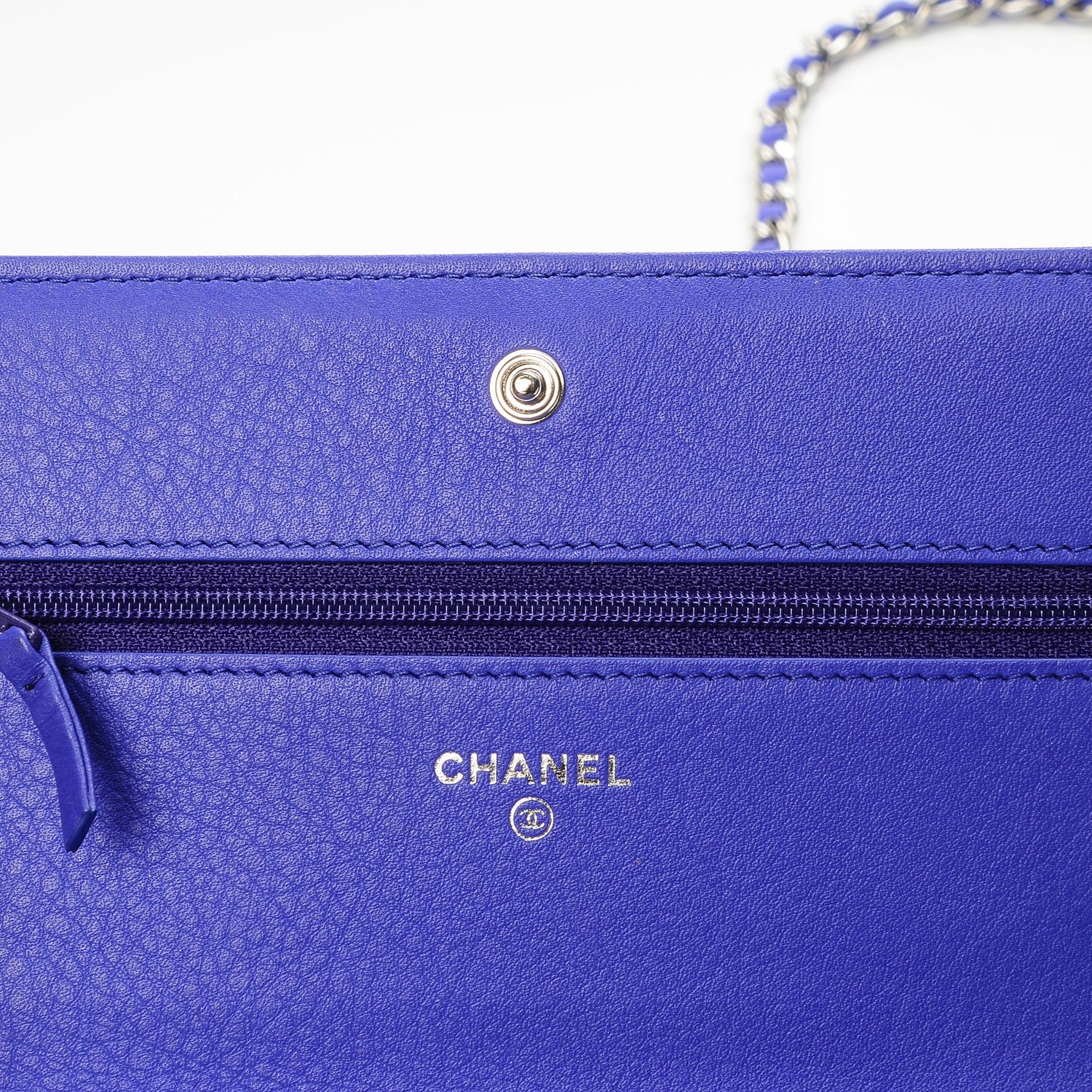 Chanel Calfskin Quilted Fancy CC Wallet On Chain WOC Blue 5 of 8