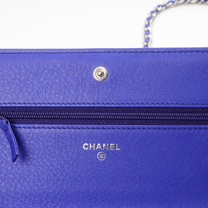 Chanel Calfskin Quilted Fancy CC Wallet On Chain WOC Blue 5 of 8