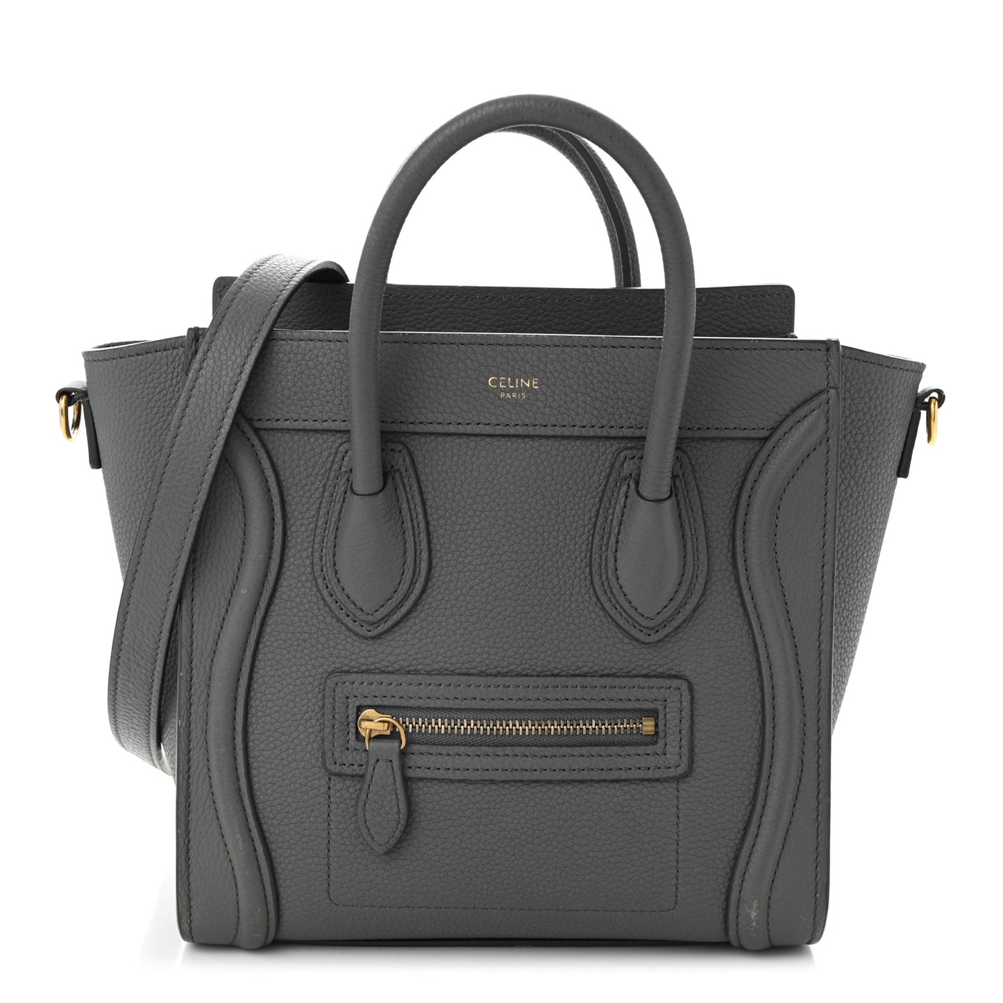Drummed Calfskin Nano Luggage Kohl