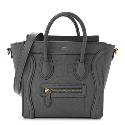 Celine Drummed Calfskin Nano Luggage Kohl 1 of 14