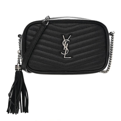 Saint Laurent Grain De Poudre Matelasse Monogram Mini Lou Camera Bag Black 1 of 11