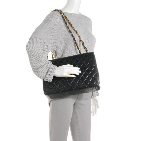 Lambskin XL Jumbo Flap Black