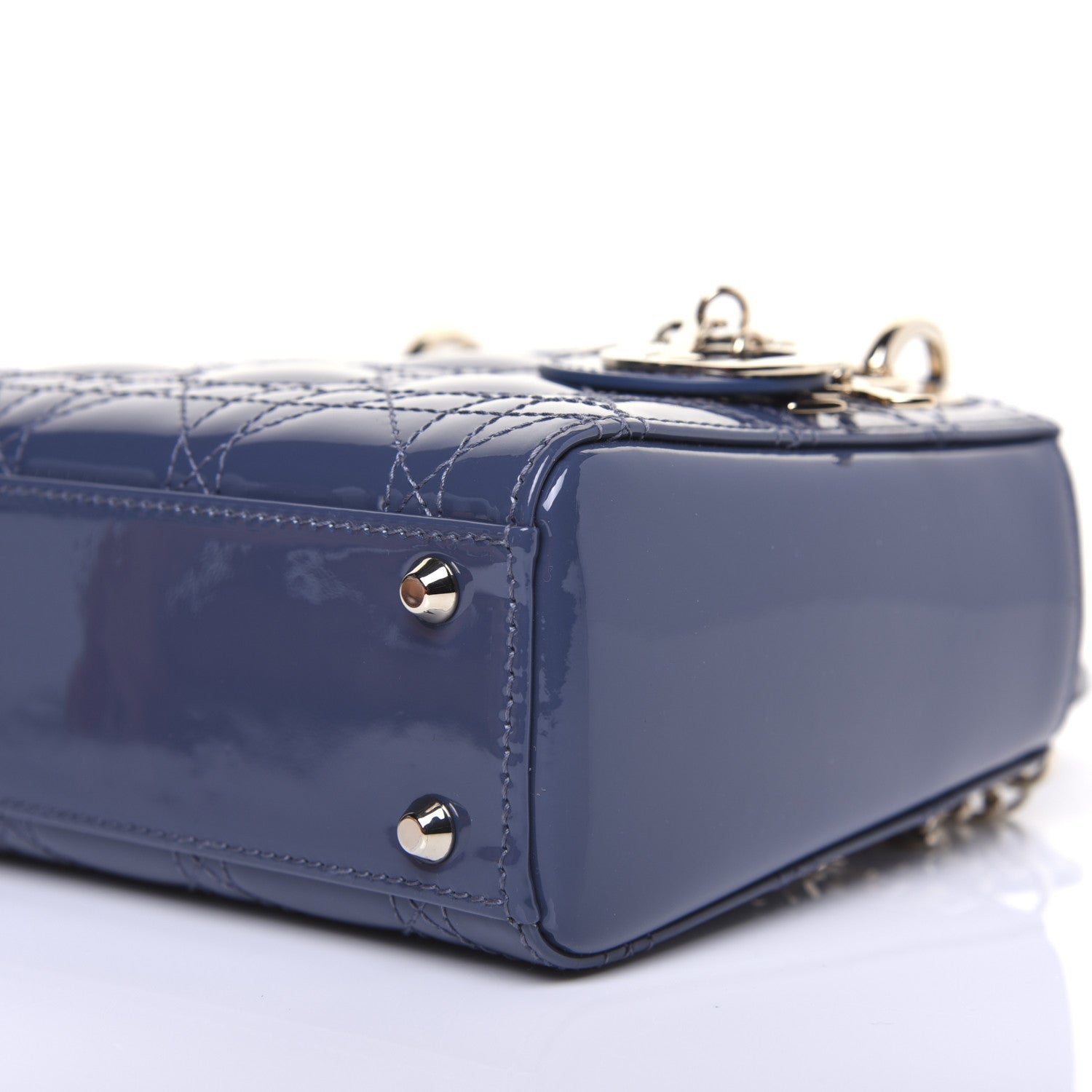 Christian Dior Patent Cannage Mini Lady Dior Denim Blue 7 of 11