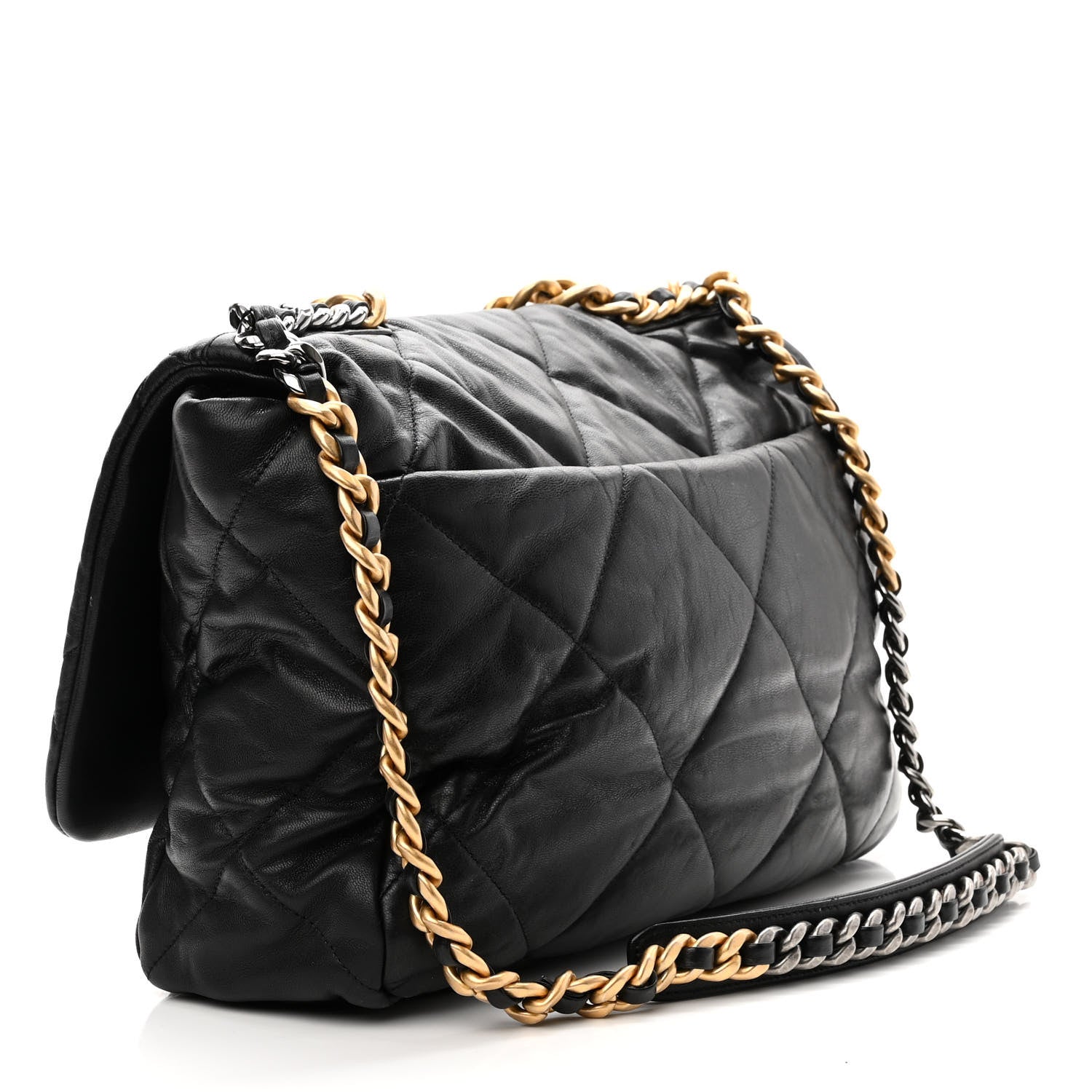 Chanel Lambskin Quilted Maxi Chanel 19 Flap Black 3 of 10