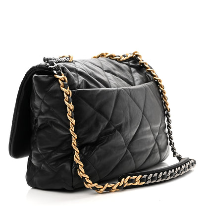 Chanel Lambskin Quilted Maxi Chanel 19 Flap Black 3 of 10