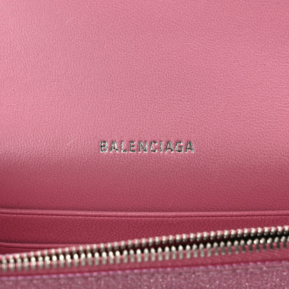Balenciaga Sparkling Fabric XS Hourglass Wallet On Chain Sweet Pink 6 of 8