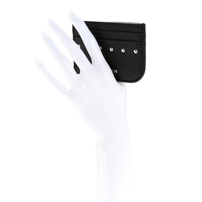 Alexander McQueen Grained Calfskin Sling Stud Card Holder Black 2 of 10