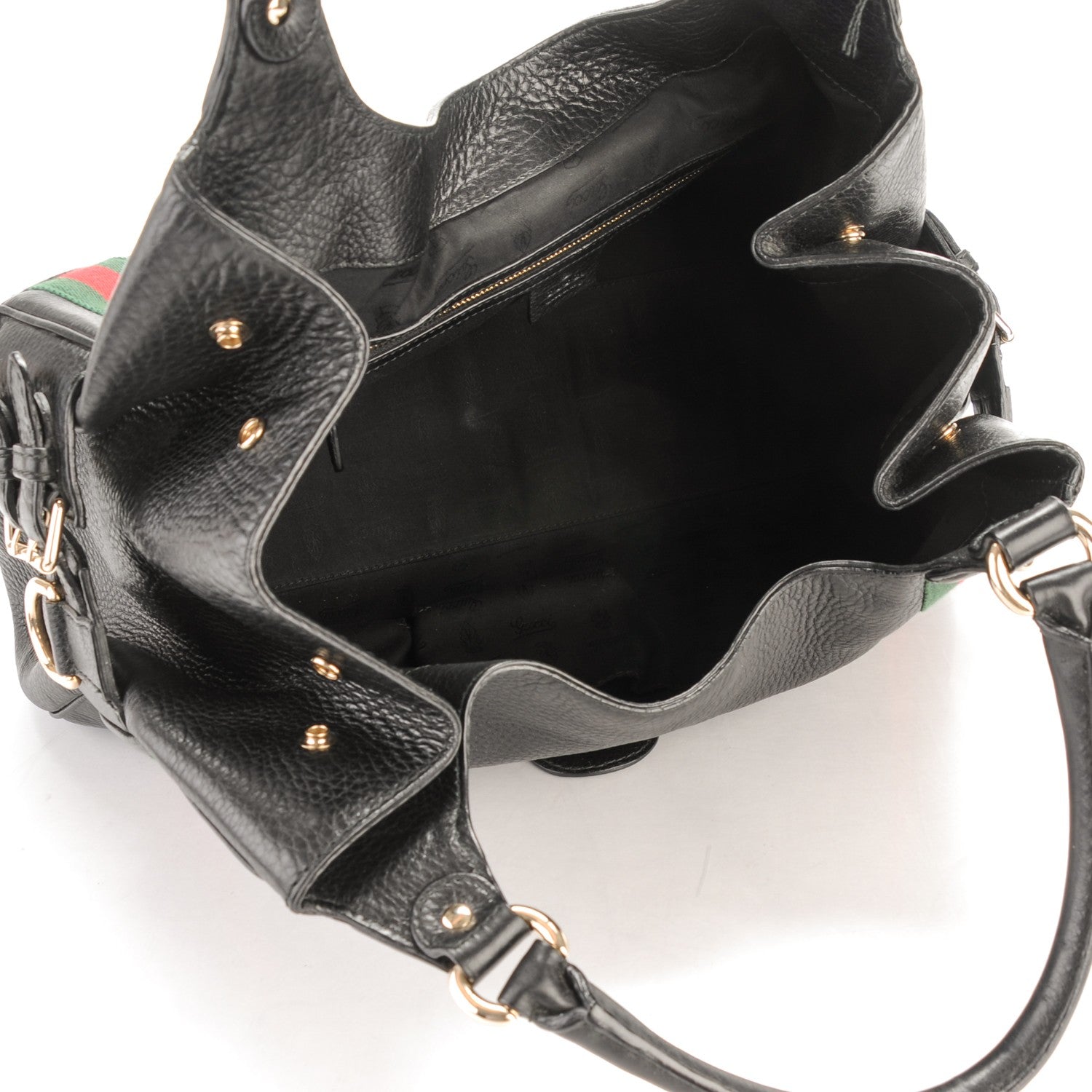 Gucci Calfskin Medium Web Heritage Shoulder Bag Black 5 of 10