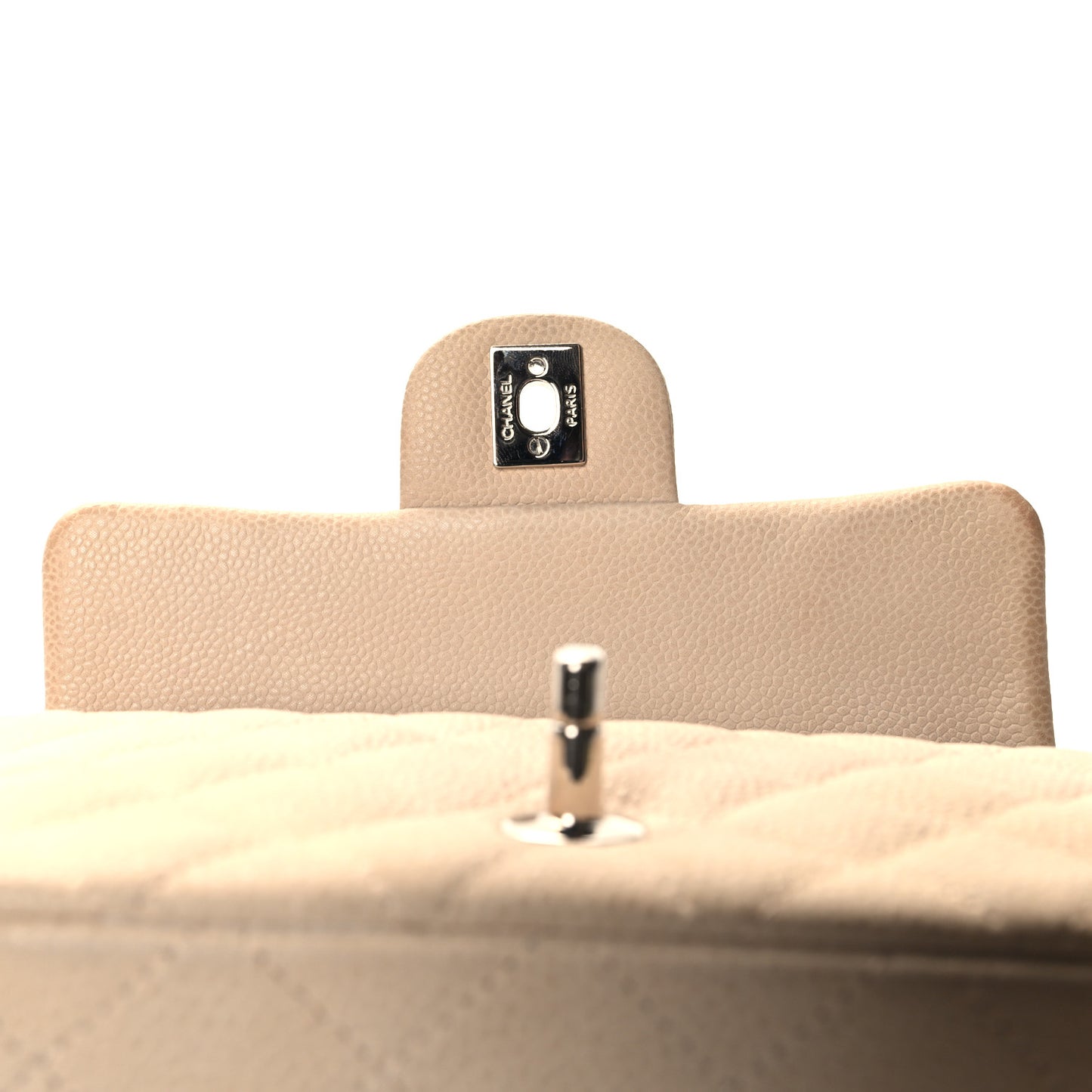 Caviar Quilted Mini Rectangular Flap Light Beige