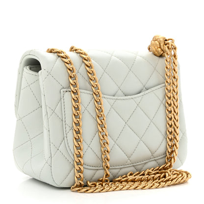Chanel Lambskin Quilted Mini Sweet Camellia Flap Light Blue 4 of 12