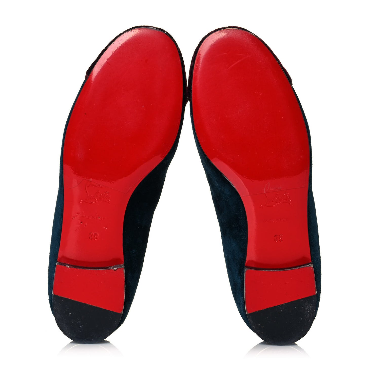Velvet Veau Velours Cap Toe I Love My Loubies Loafers 38 Rouge Imperial Blue Kohl