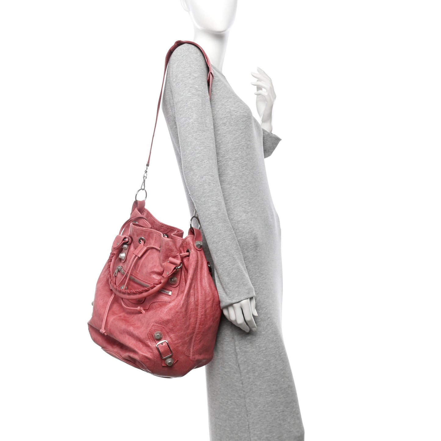 Agneau Giant 21 Silver Hardware Pompon Framboise