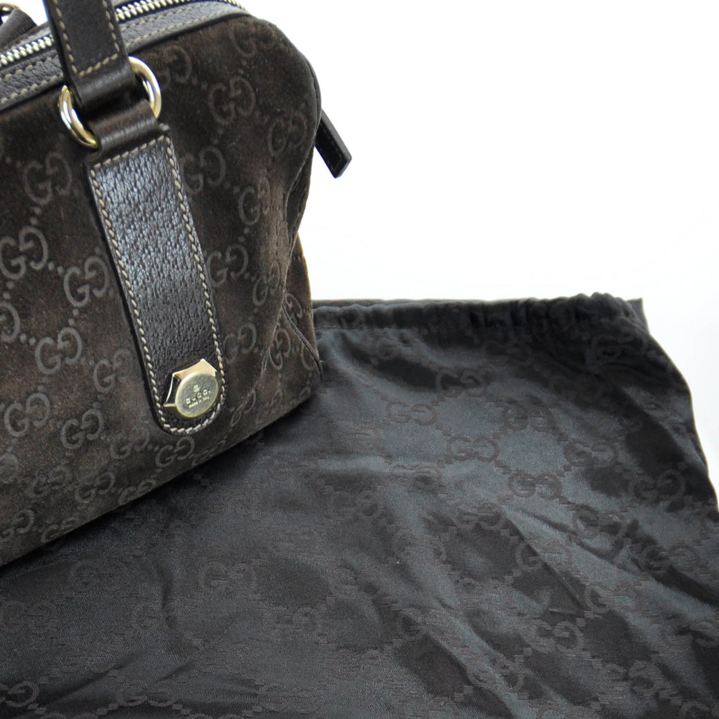 Guccissima Suede Charmy Small Boston Brown