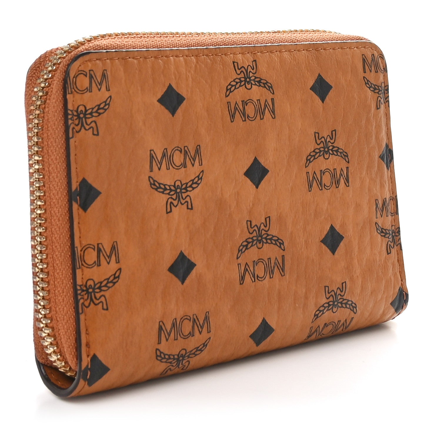 MCM Visetos Small Zip Around Wallet Cognac 3 of 9