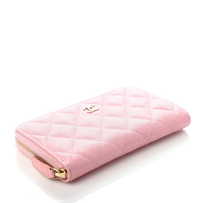 Chanel Iridescent Caviar Quilted Medium Zip Around Wallet Pink 4 of 9