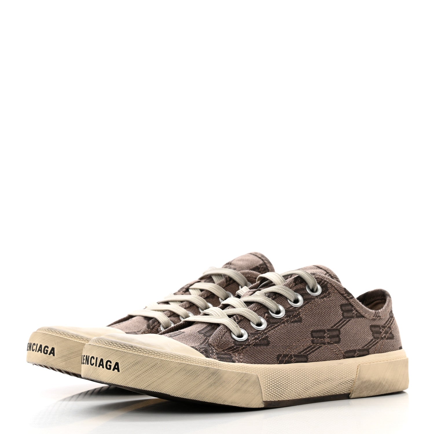 Balenciaga Jacquard BB Monogram Distressed Womens Paris Low Top Sneakers 36 Dark Mink Grey Brown 3 of 8