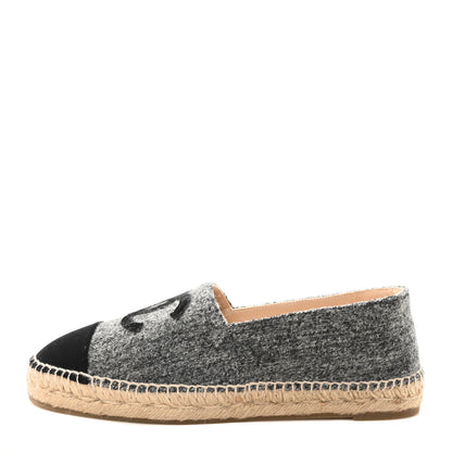 Chanel Wool Velvet CC Espadrilles 40 Grey Black 1 of 10