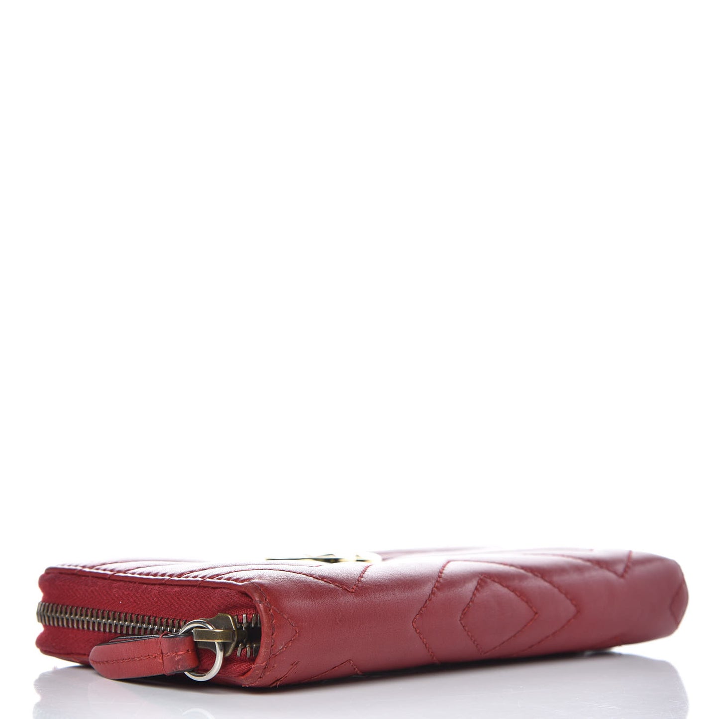 Calfskin Matelasse GG Marmont Zip Around Wallet Hibiscus Red