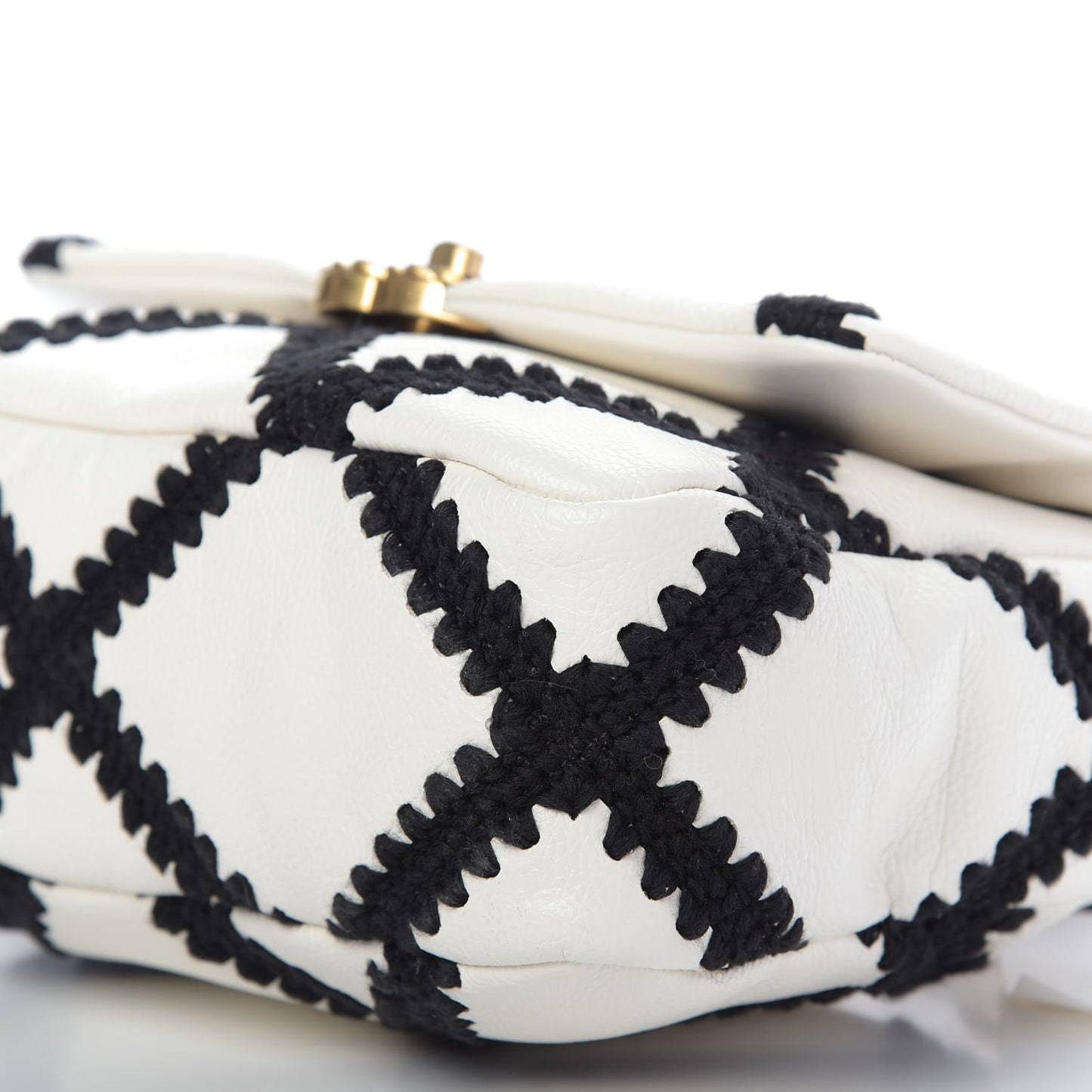 Calfskin Crochet Medium 19 Flap White Black