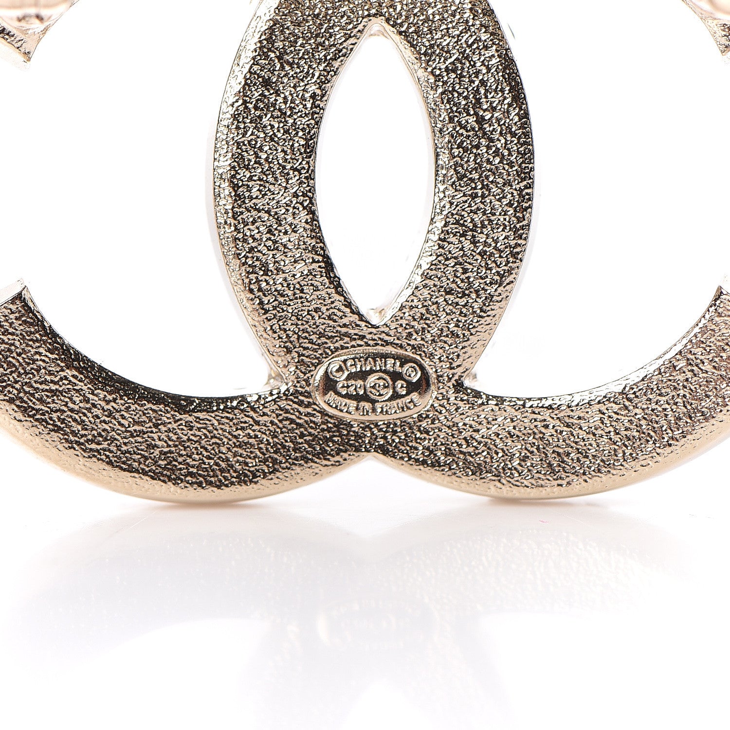 Chanel Crystal CC Brooch Light Gold 4 of 5