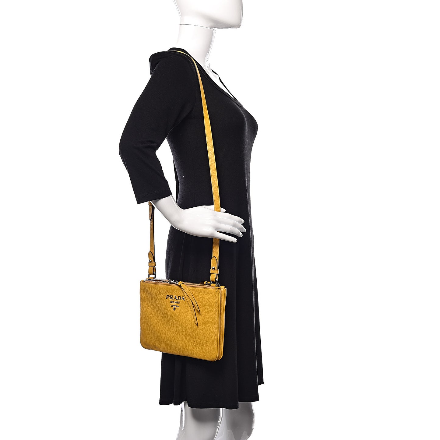 Vitello Phenix Double Zip Crossbody Bag Soleil