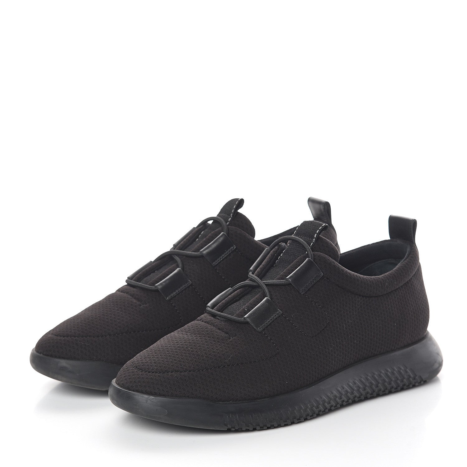 Hermes Mesh Technical Canvas Womens Team Sneakers 42.5 Black 3 of 7