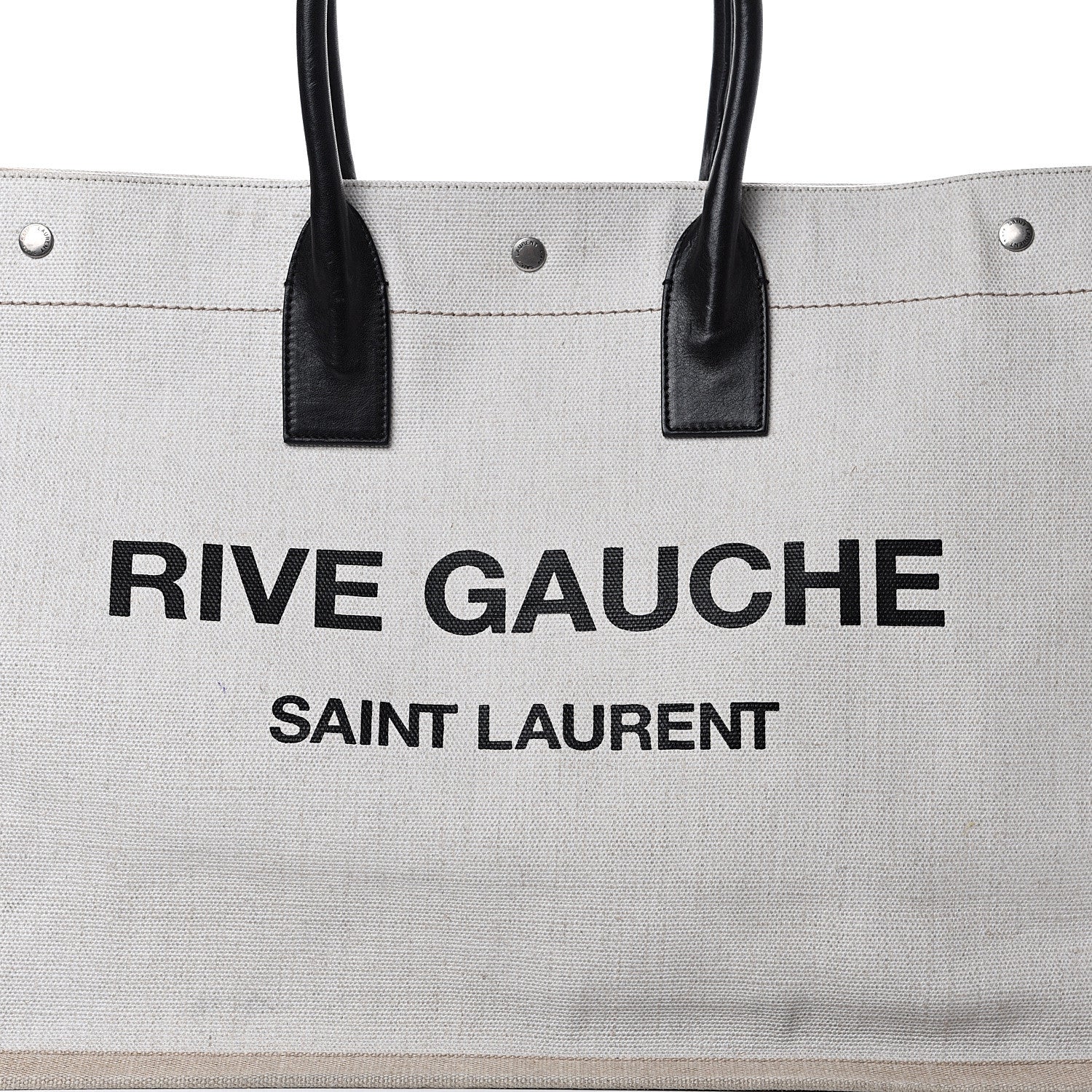 Saint Laurent Linen Calfskin Rive Gauche Tote Optic White 7 of 10