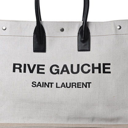Saint Laurent Linen Calfskin Rive Gauche Tote Optic White 7 of 10
