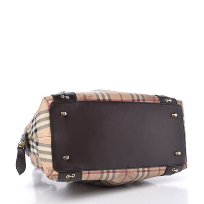 Burberry Haymarket Check Metal Stitch Thornley Satchel Chocolate 4 of 9