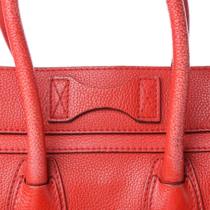 Celine Drummed Calfskin Micro Luggage Red 13 of 19