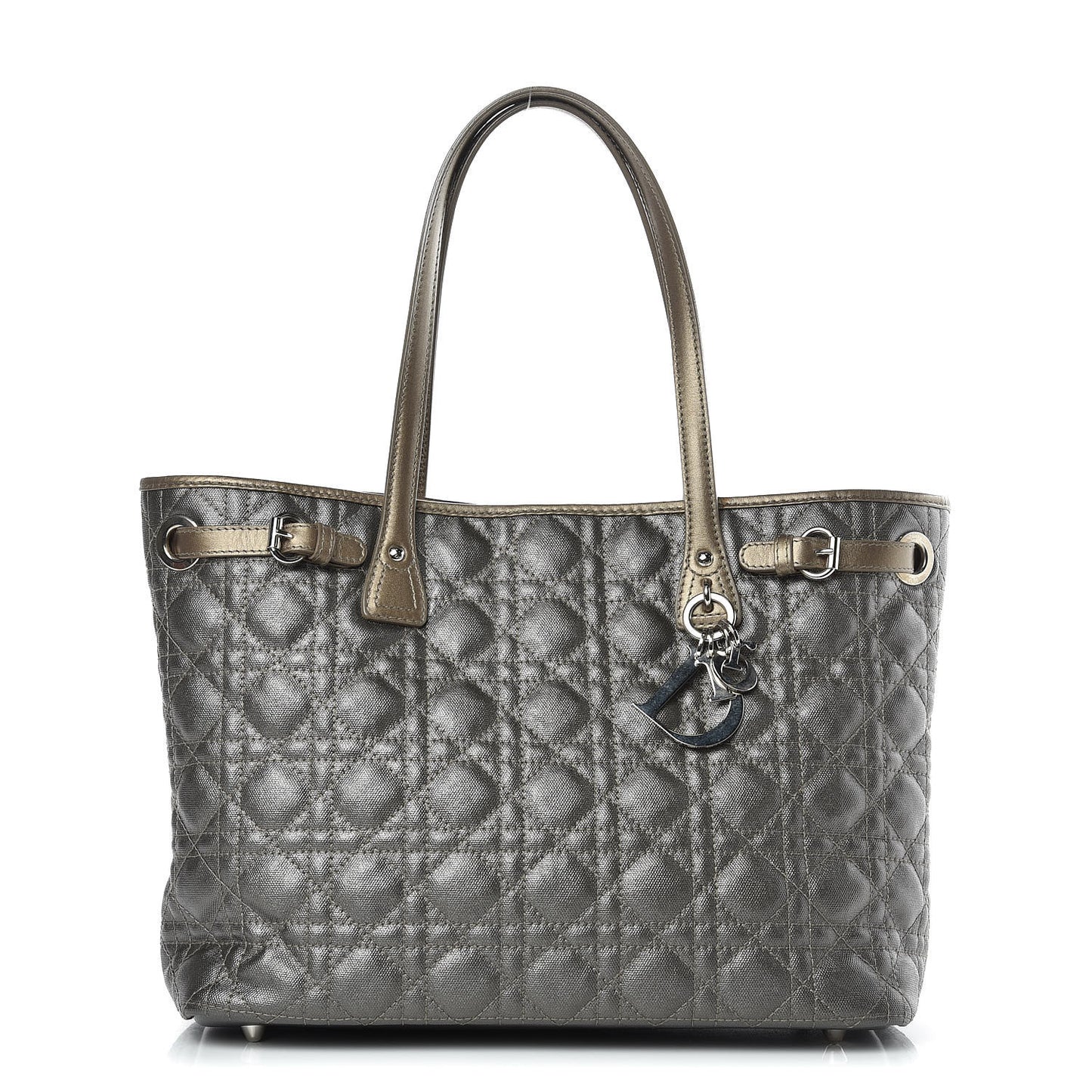 Coated Canvas Cannage Small Panarea Tote Grey