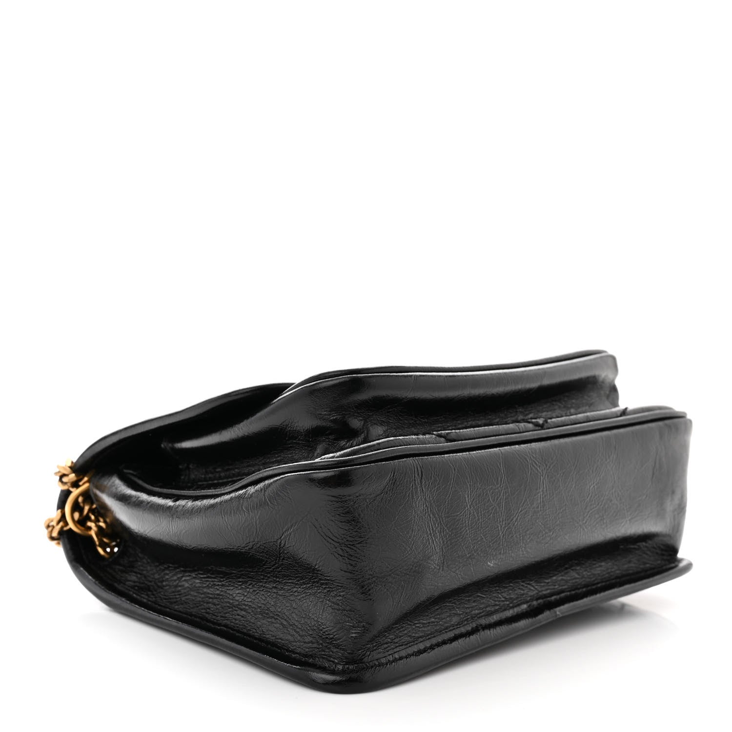 Saint Laurent Crinkled Calfskin Matelasse Monogram Baby Niki Chain Satchel Black 4 of 12