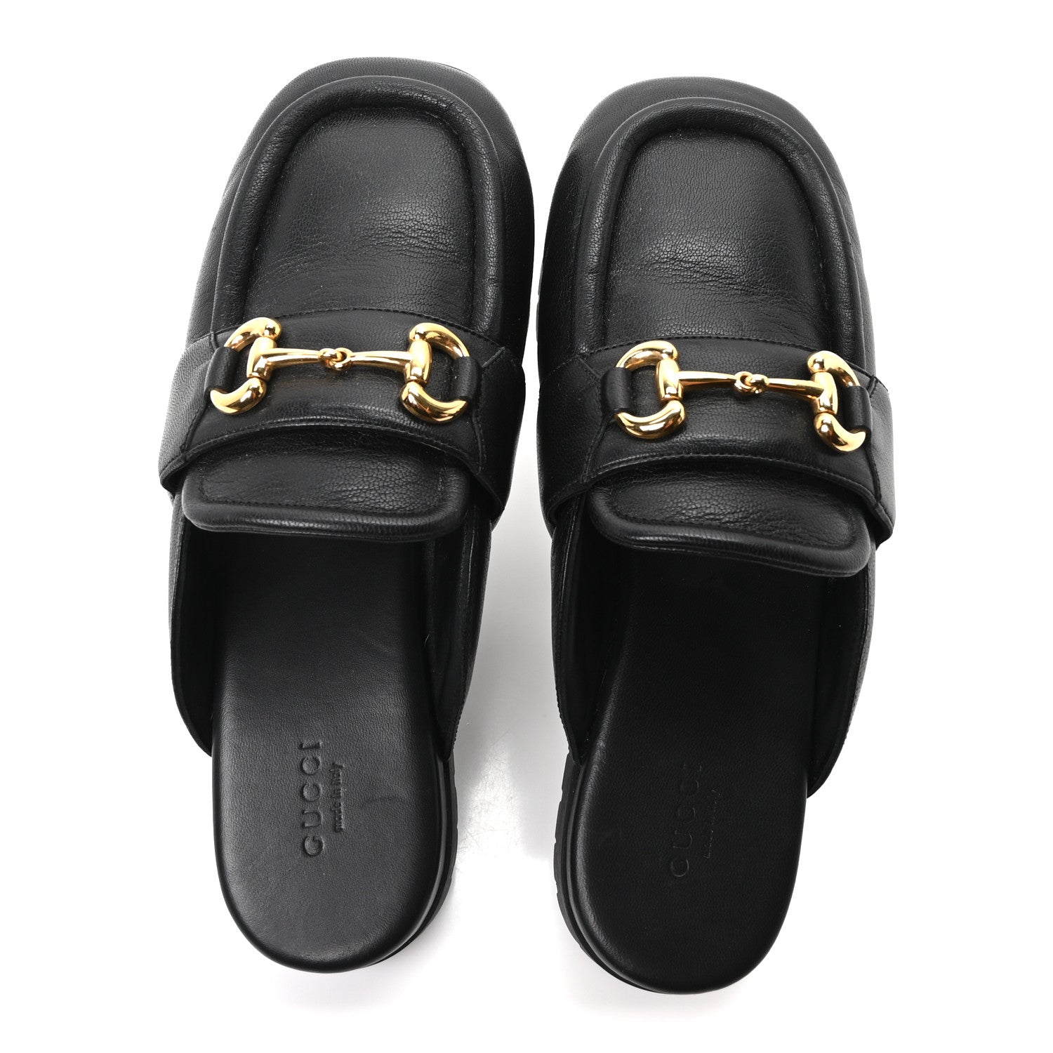 Gucci Goatskin Auroville Horsebit Mules 39.5 Black 2 of 9