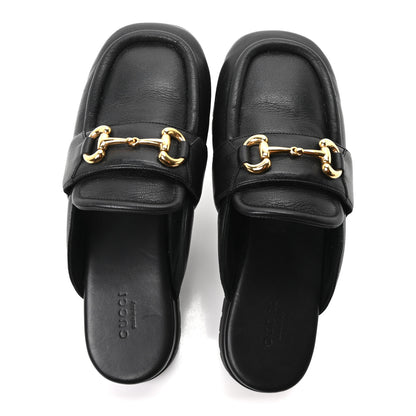 Gucci Goatskin Auroville Horsebit Mules 39.5 Black 2 of 9