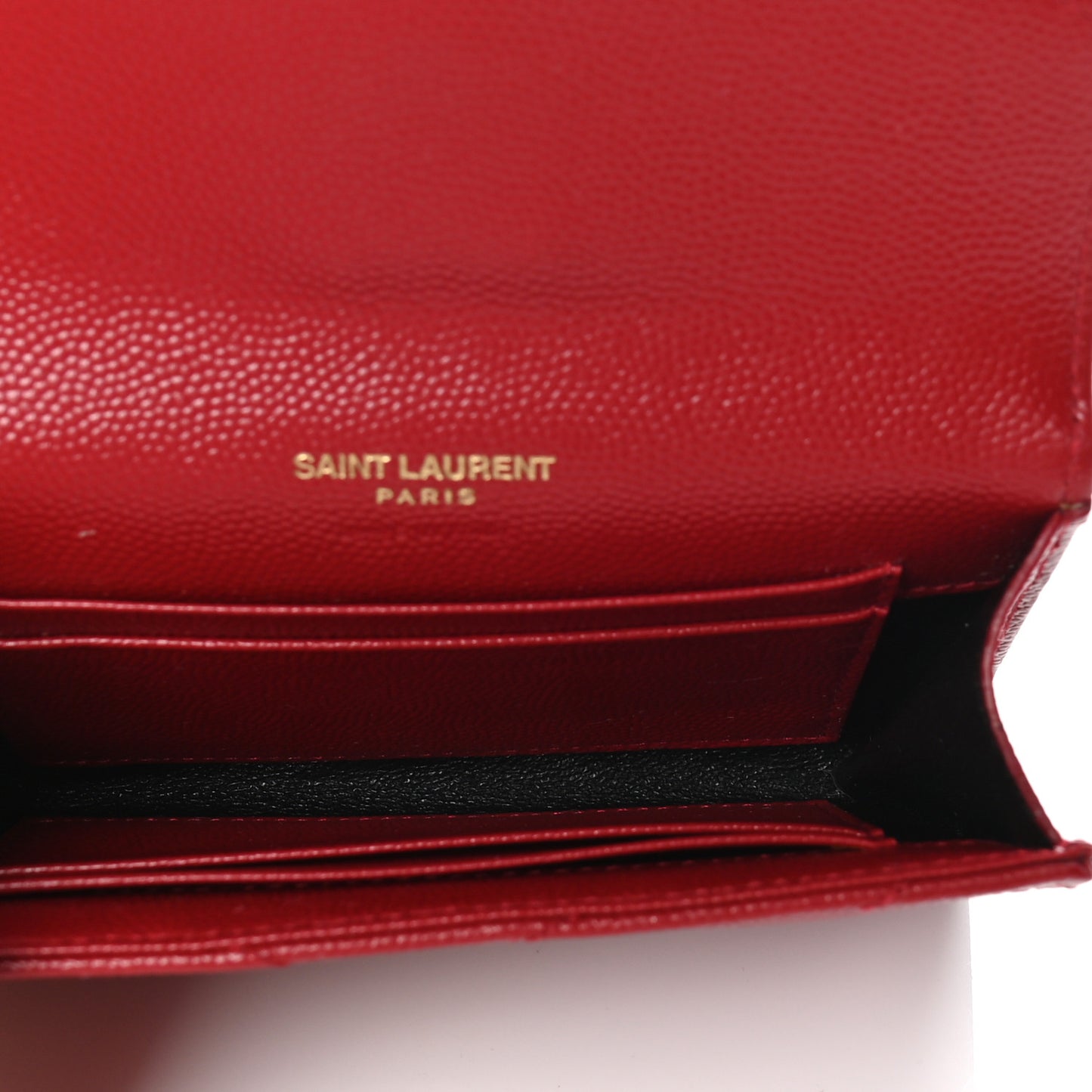 Grain De Poudre Matelasse Chevron Small Monogram Envelope Wallet New Red