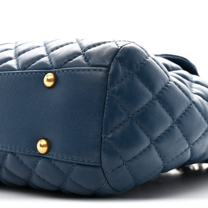 Chanel Lambskin Quilted Large Fluffy CC Shopping Tote Blue 10 of 10