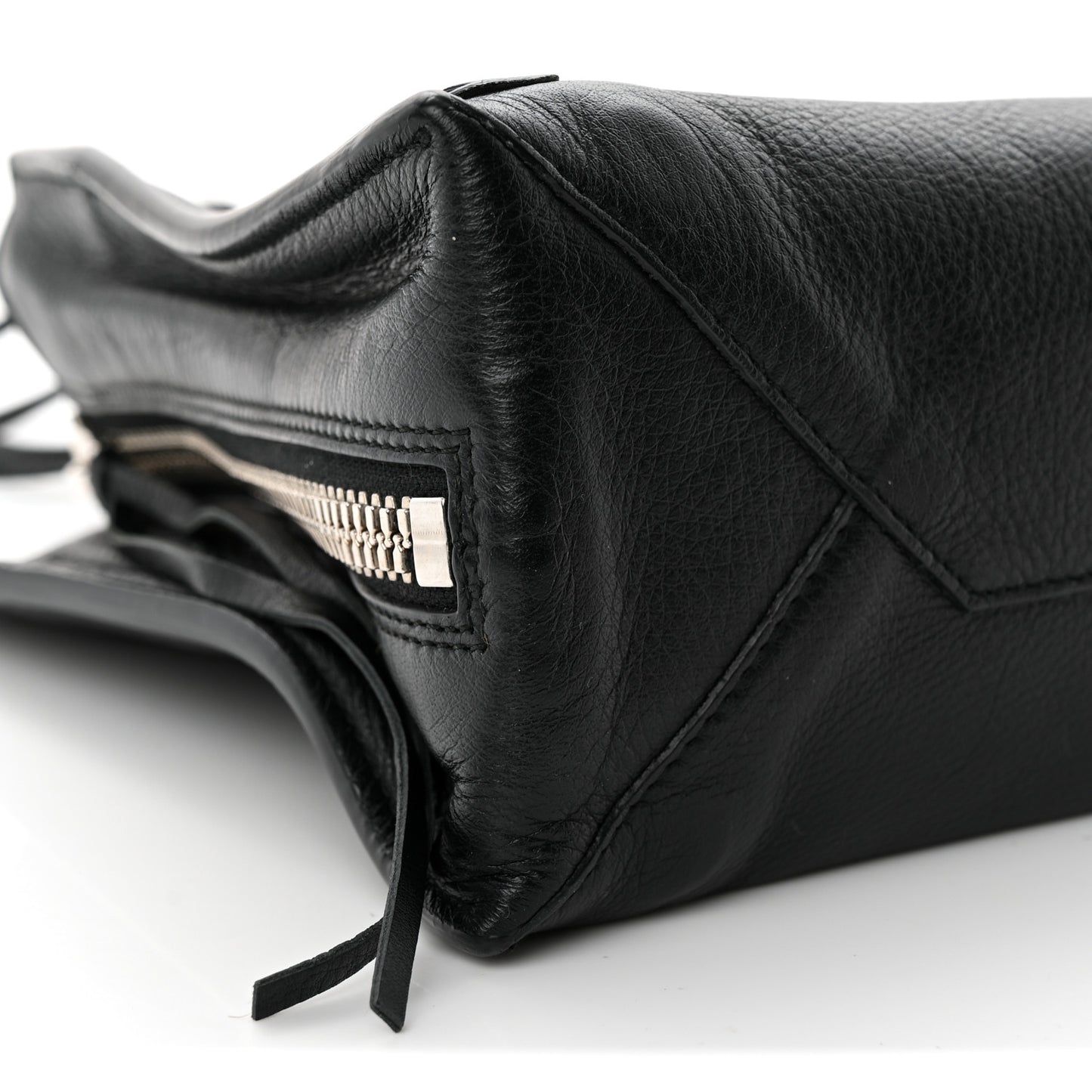 Grained Calfskin Papier Mini A4 Zip Around Tote Black