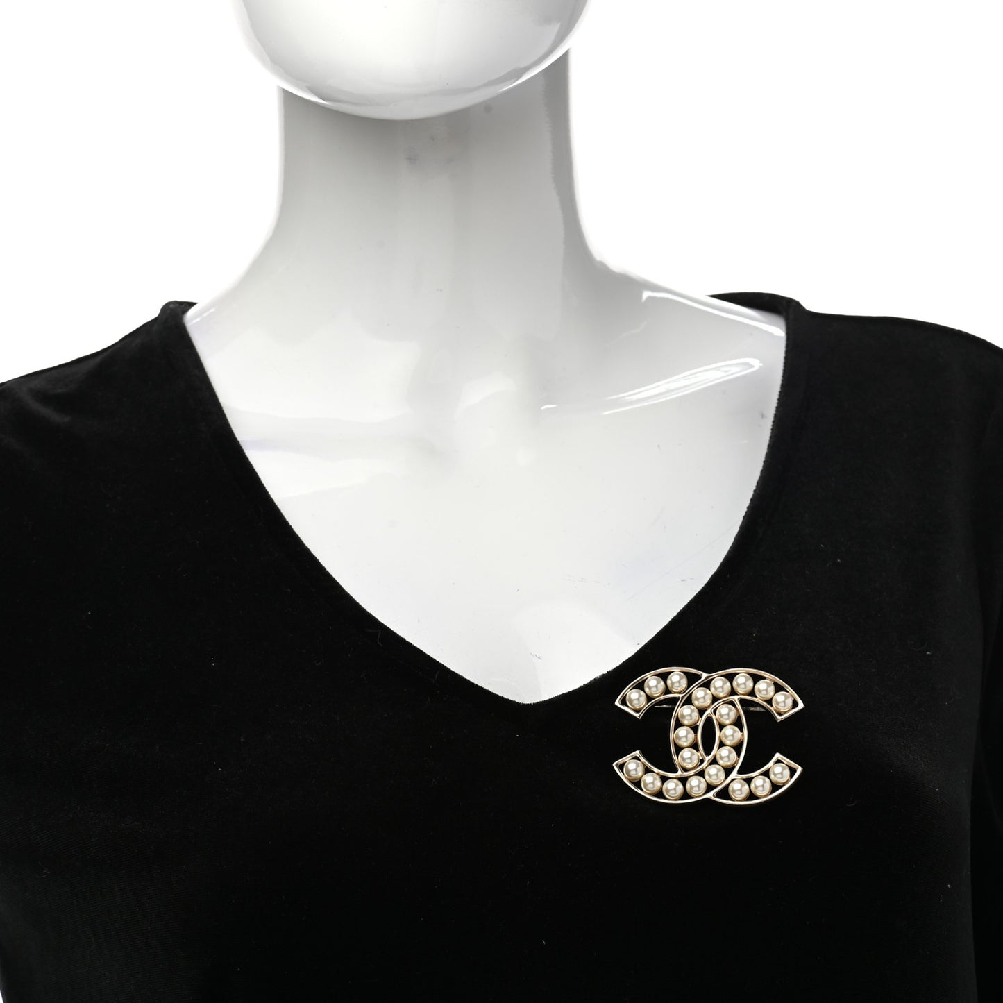 Pearl CC Brooch Light Gold