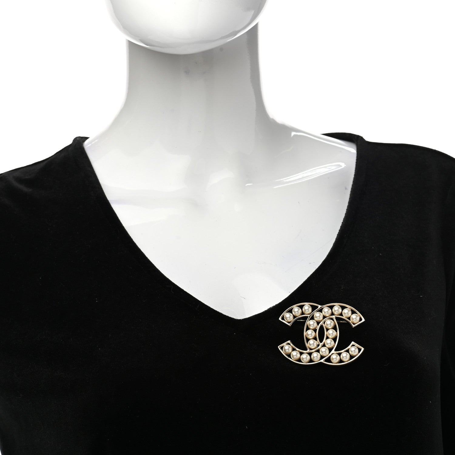 Chanel Pearl CC Brooch Light Gold 2 of 6