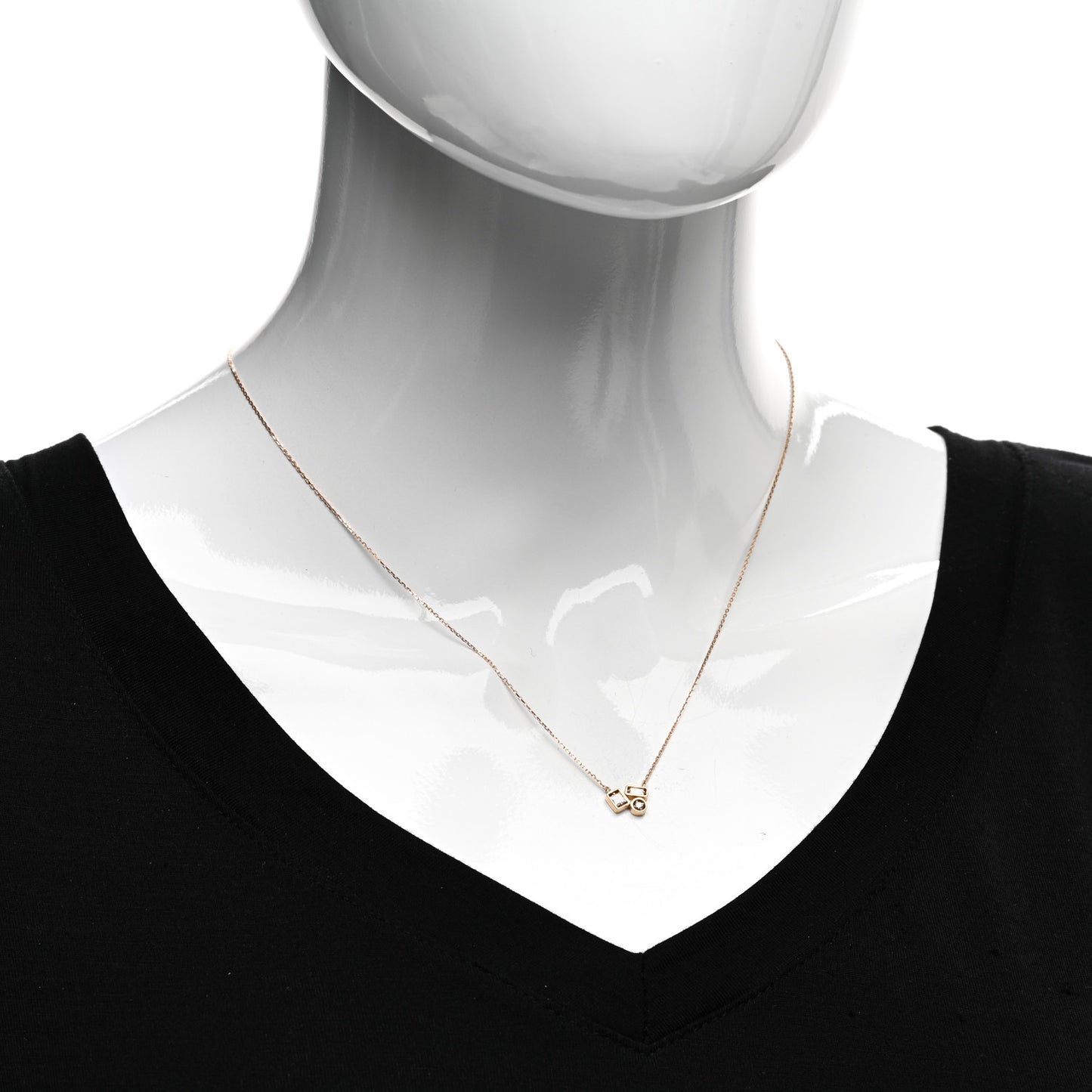 18K Rose Gold Diamond Mini Inlay Pendant Necklace