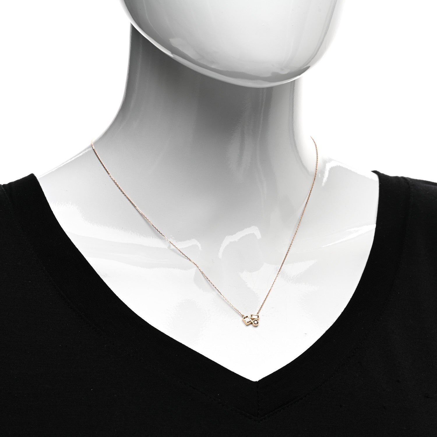 Suzanne Kalan 18K Rose Gold Diamond Mini Inlay Pendant Necklace 2 of 5