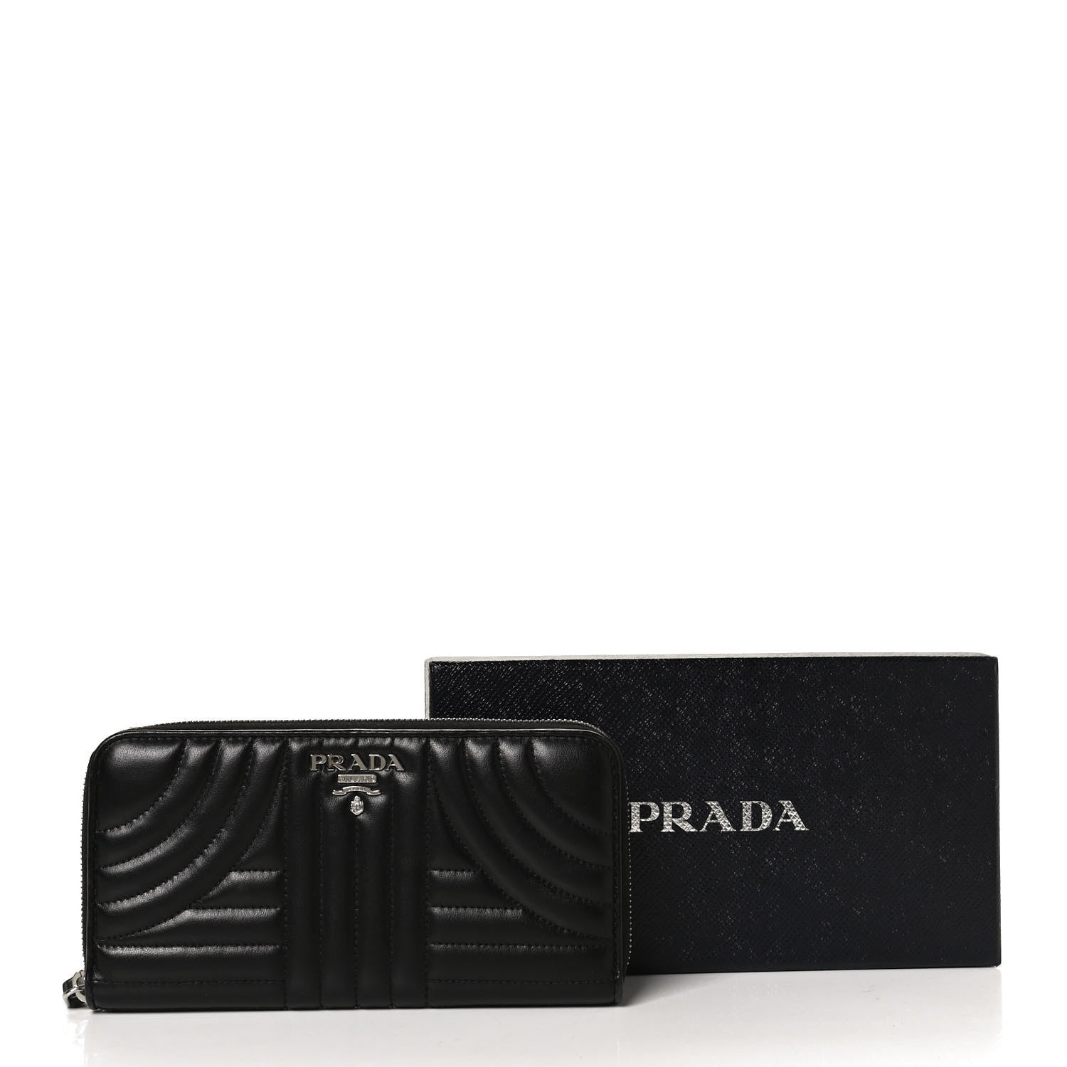 Prada Soft Calfskin Diagramme Zip Around Wallet Black 7 of 13
