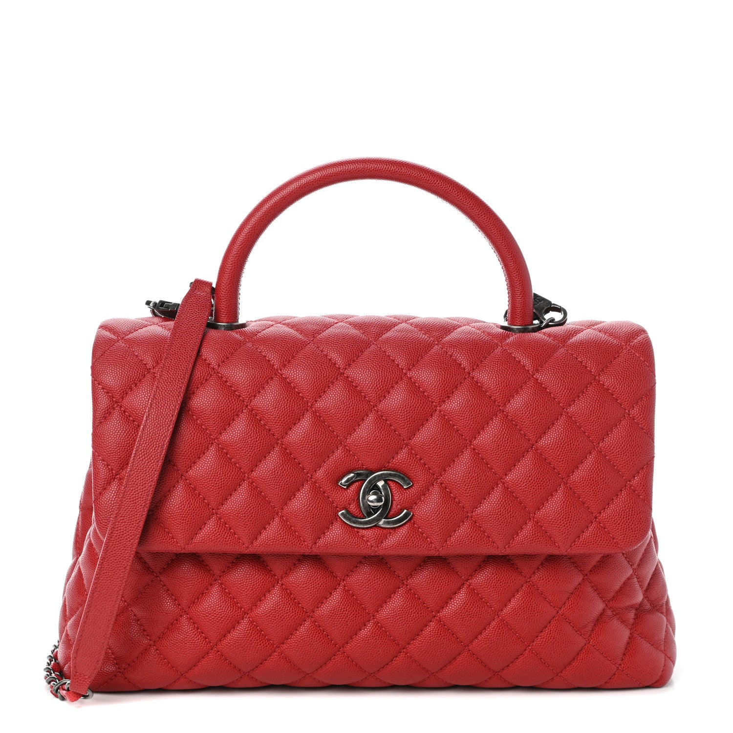 Chanel Caviar Quilted Medium Coco Handle Flap Dark Red 1 of 10