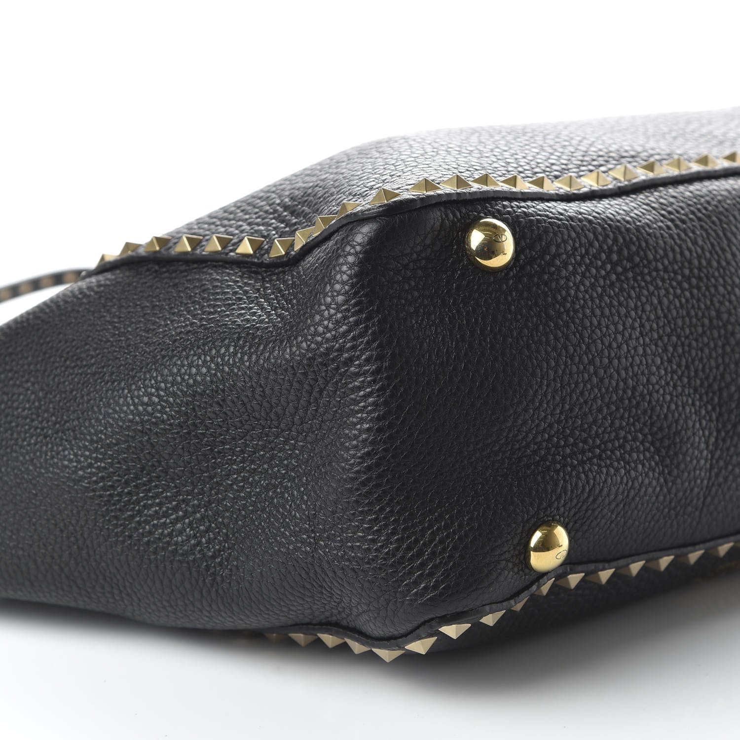 Valentino Garavani Pebbled Calfskin Beaded Medium Rockstud Tote Black 6 of 9