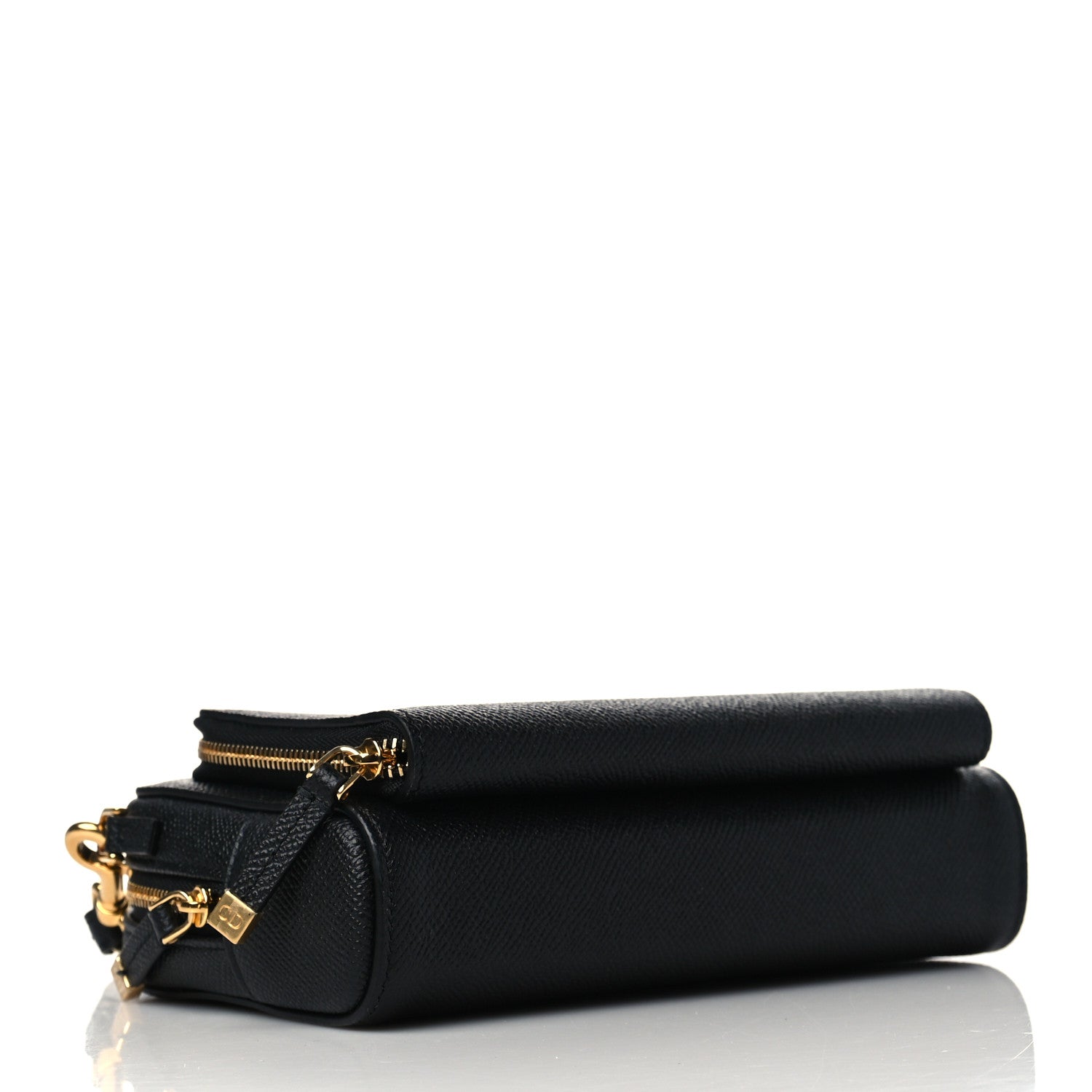 Christian Dior Grained Calfskin Caro Double Pouch Black 3 of 6